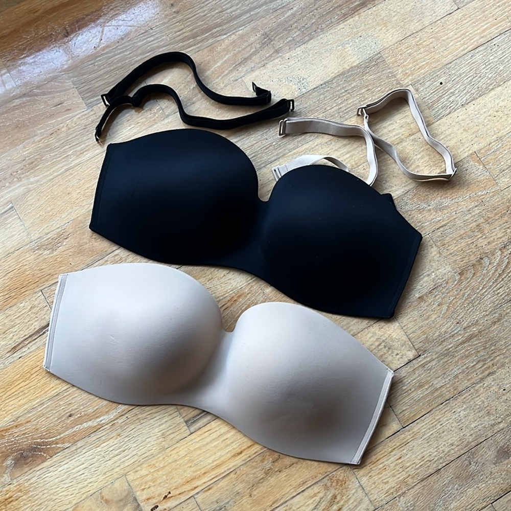 Seamless Black and Cream Strapless Bras